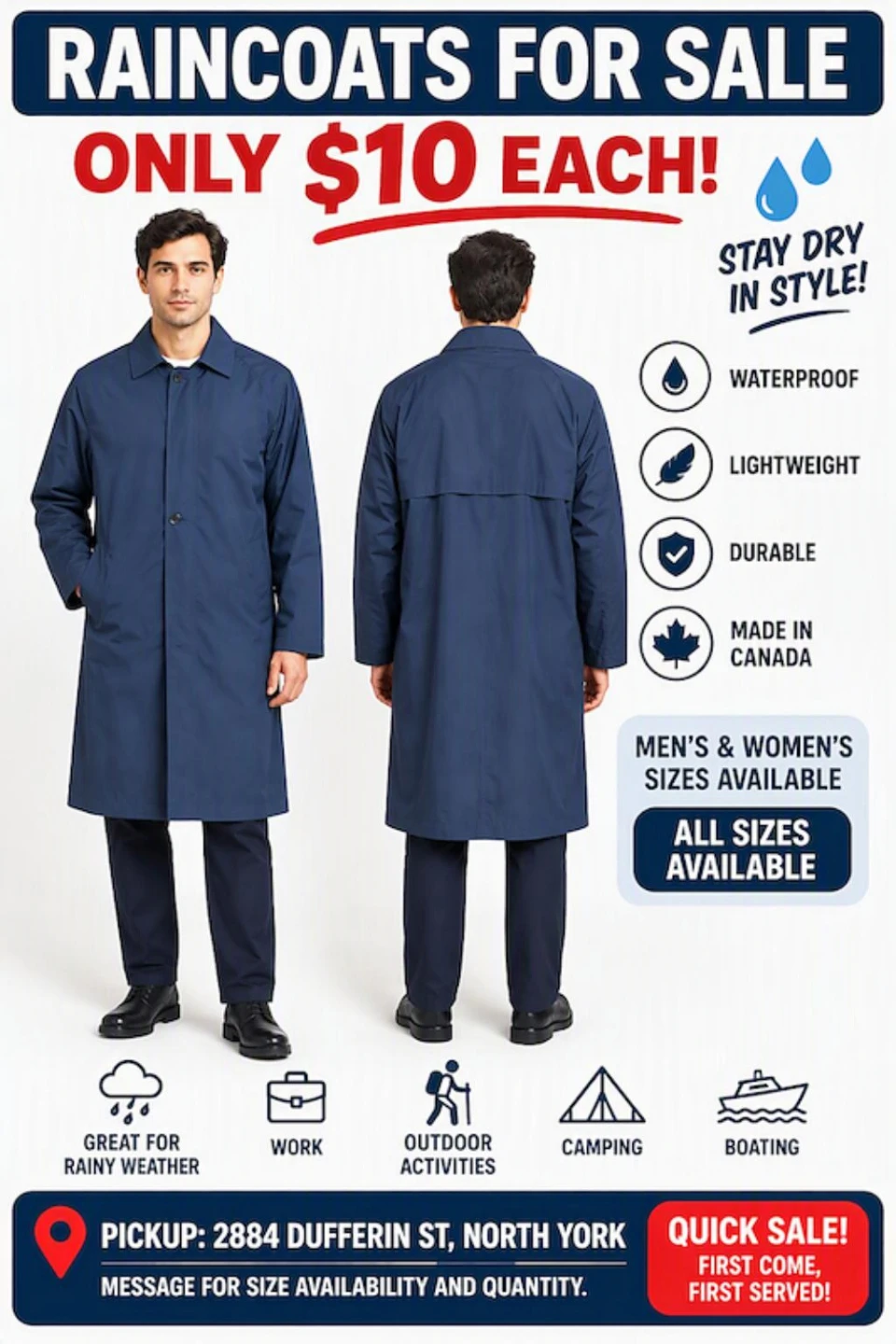 Made in Canada Waterproof Raincoat