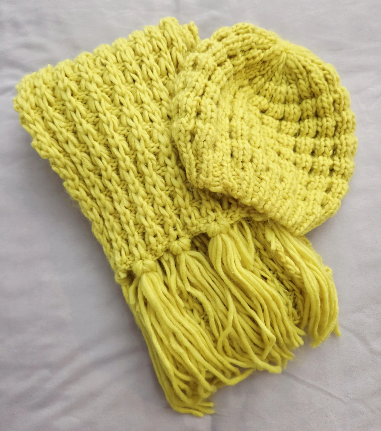 Yellow Knit Scarf and Hat Set