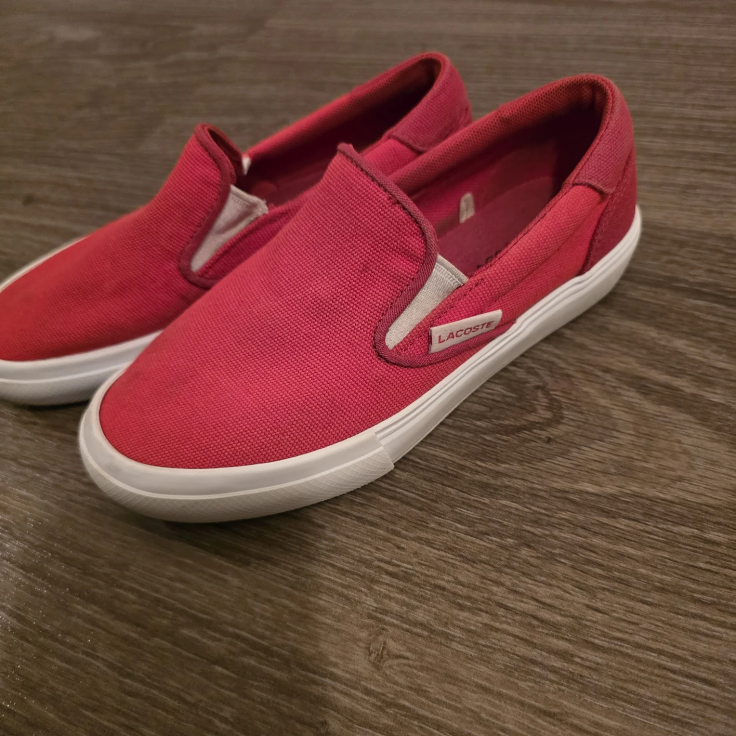 Lacoste Red Slip-On Canvas Shoes - photo 4