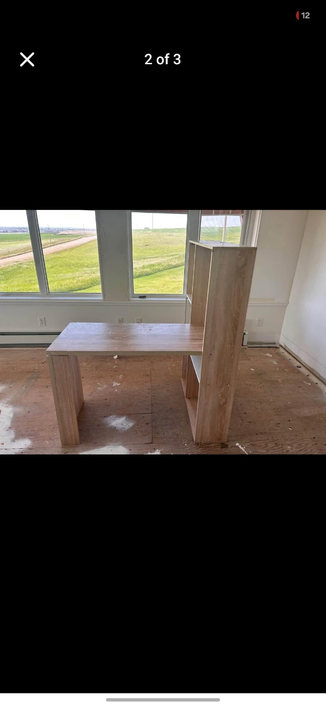 Wood Grain Desk with Integrated Shelving - photo 2
