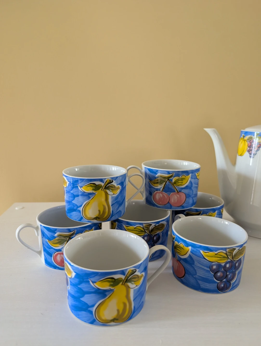 90s FRUIT PRINT CERAMIC TEA SET - photo 2