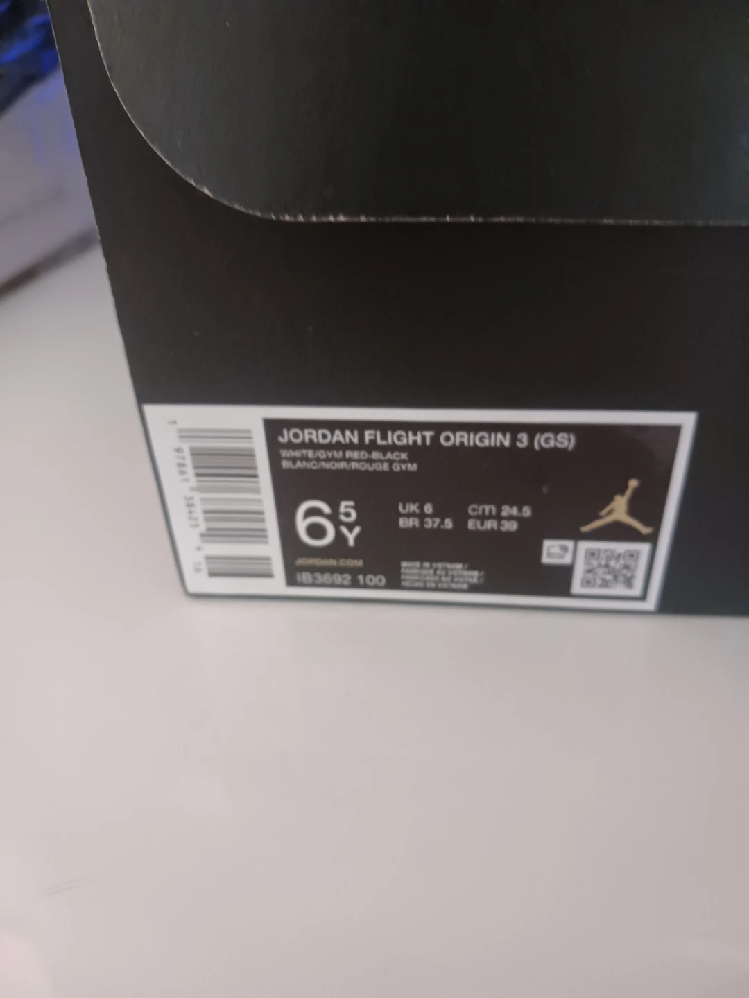 Jordan Flight Origin 3 GS White/Gym Red-Black Size 6.5Y - photo 2