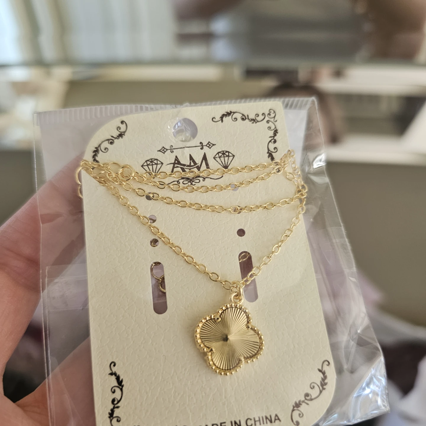 Gold-Tone Clover Pendant Necklace