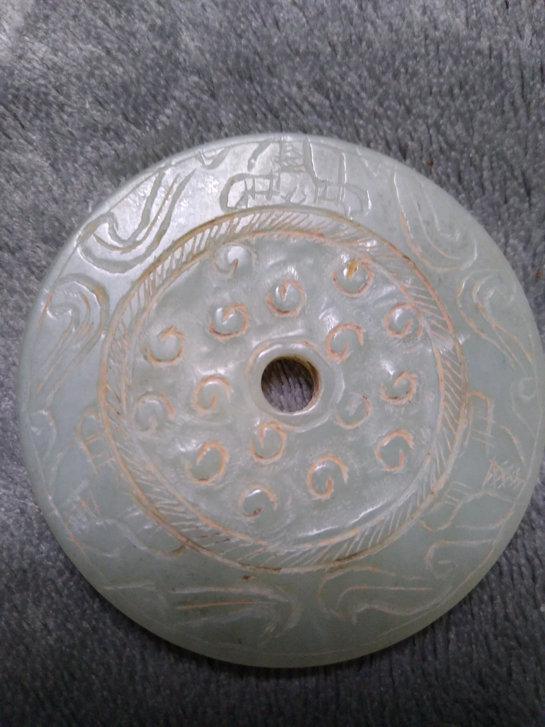 Pair of antique Jade bi discs - photo 4