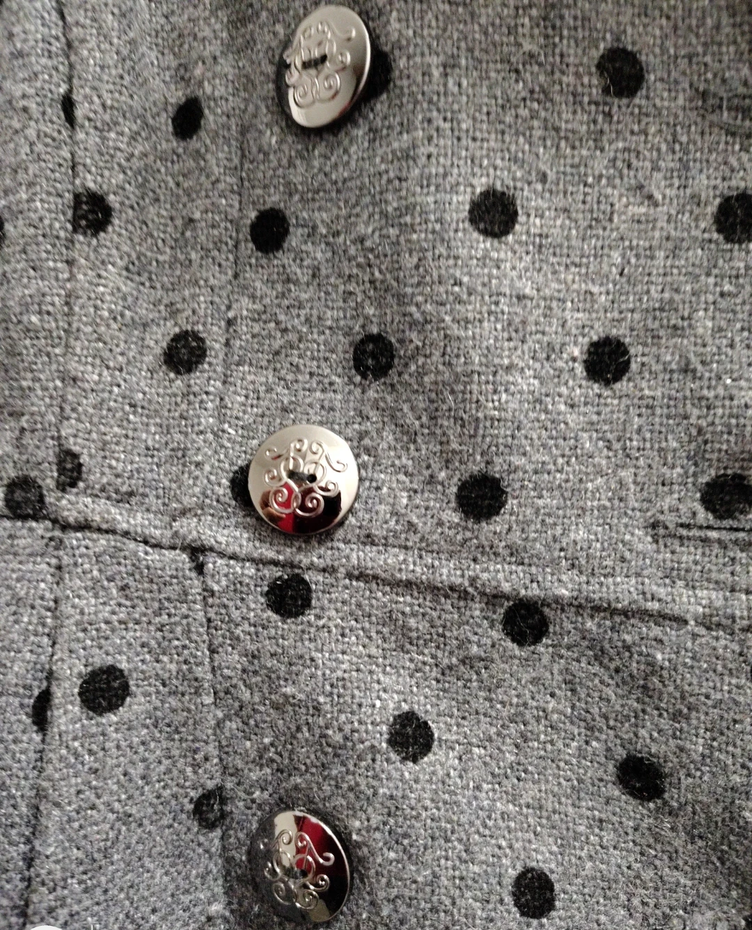 Grey polka dot hooded  dress coat - photo 3
