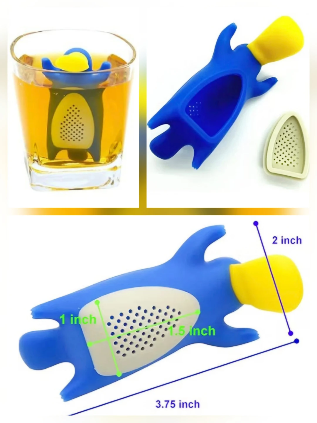 Infuser for fruit / loose leaf tea strainer. Platypus shape