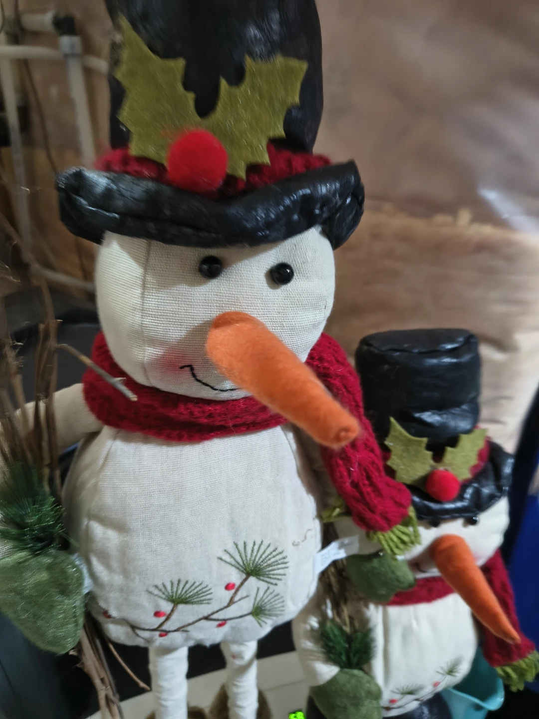 Set of 2 Decorative Fabric Snowmen - photo 3