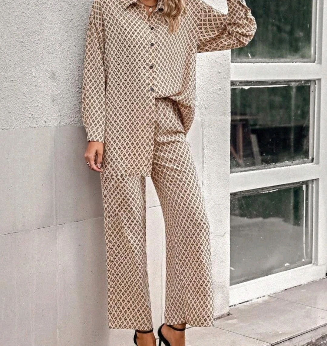 Co-ord set (Pattern Button-Up Shirt and Pants Set) - photo 3