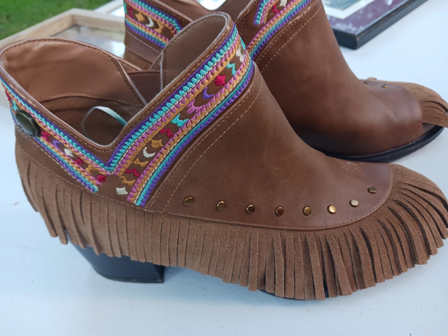 Brown Fringed Ankle Boots