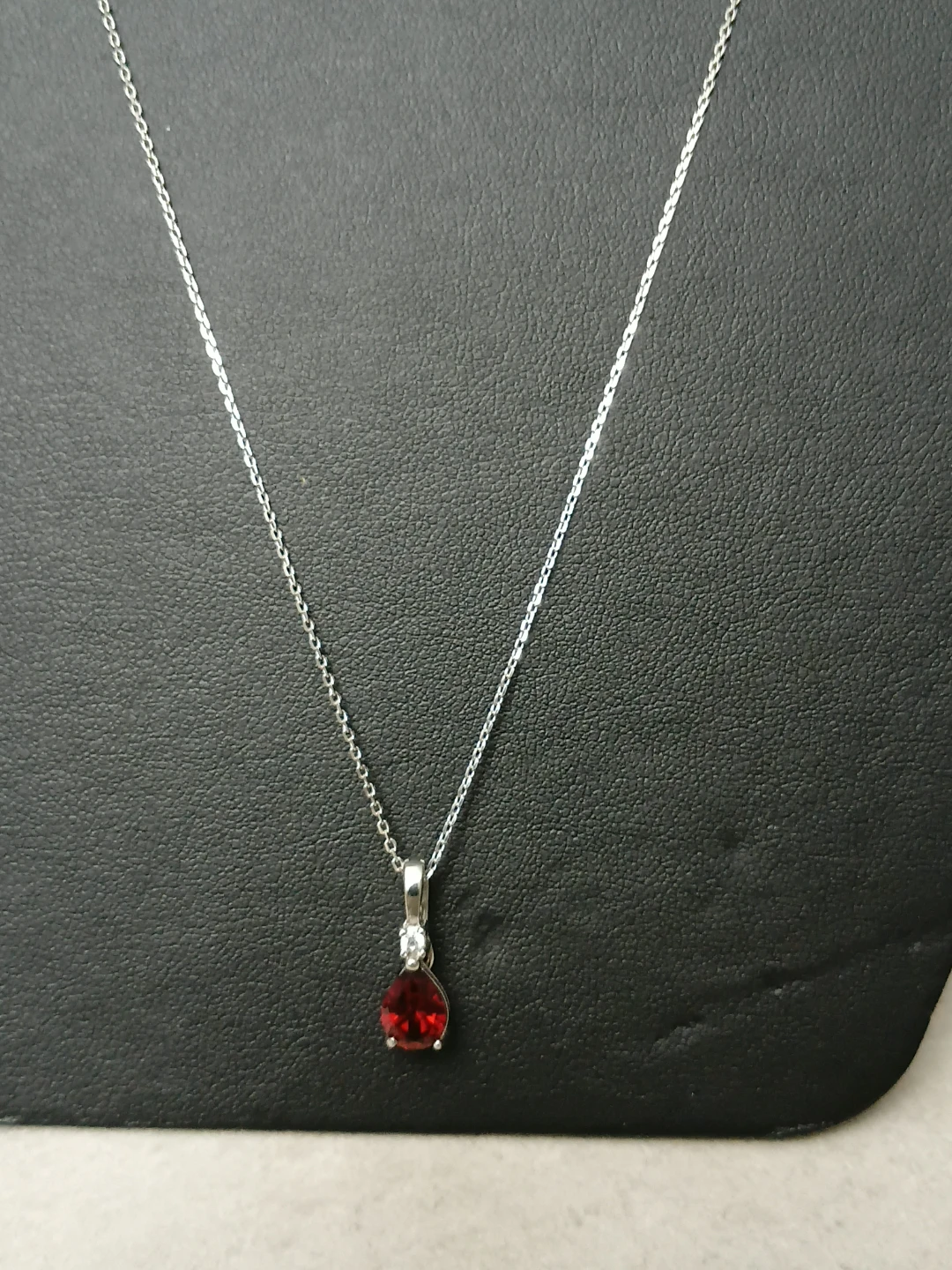 Sterling Silver 925Pear Cut Red  Necklace 925 - photo 4