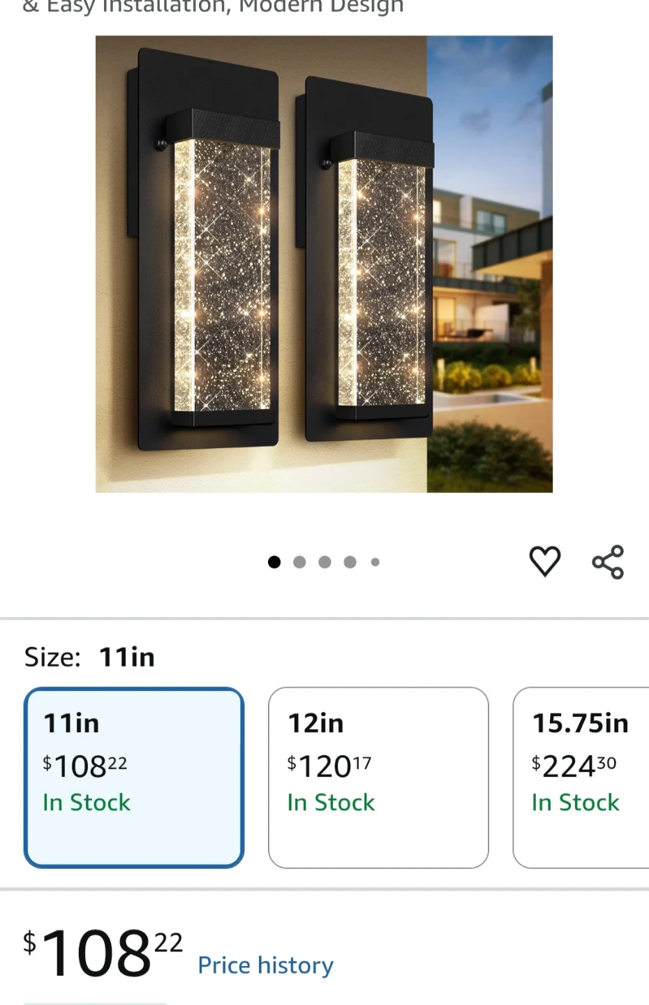 Modern LED Outdoor Wall Light - 11 inch
