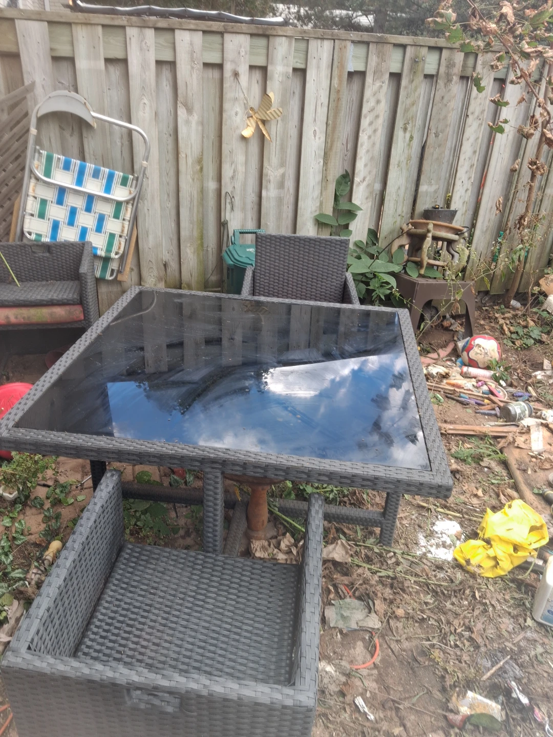 Wicker Patio Dining Set with Glass Top Table - photo 2