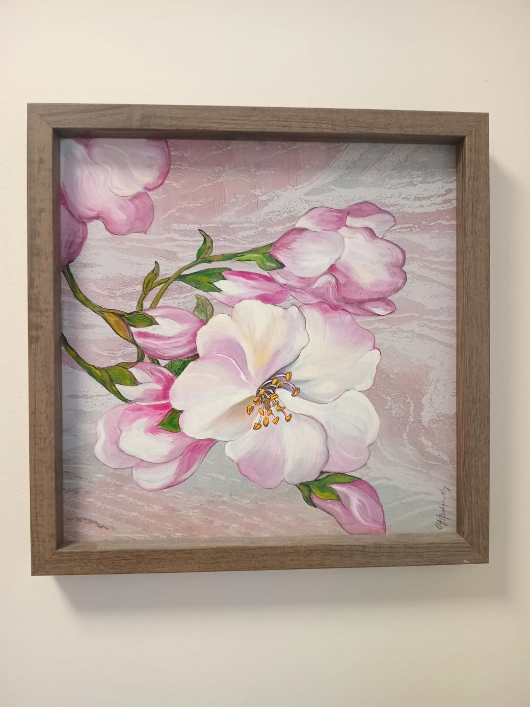 Framed Floral handpainted art