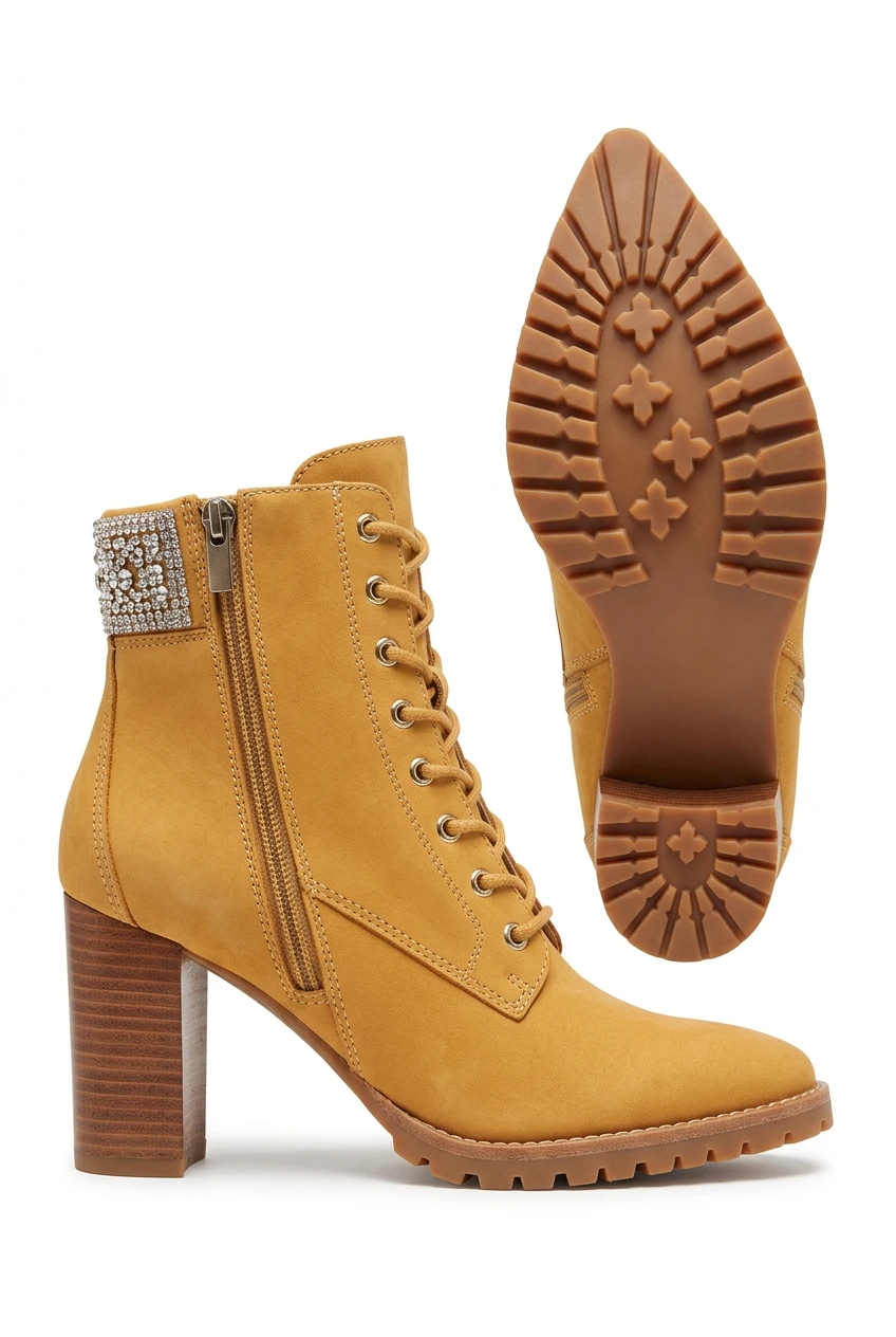 Steve Madden Karmen Rhinestone Heeled Boots Tan Size 6.5 - photo 3