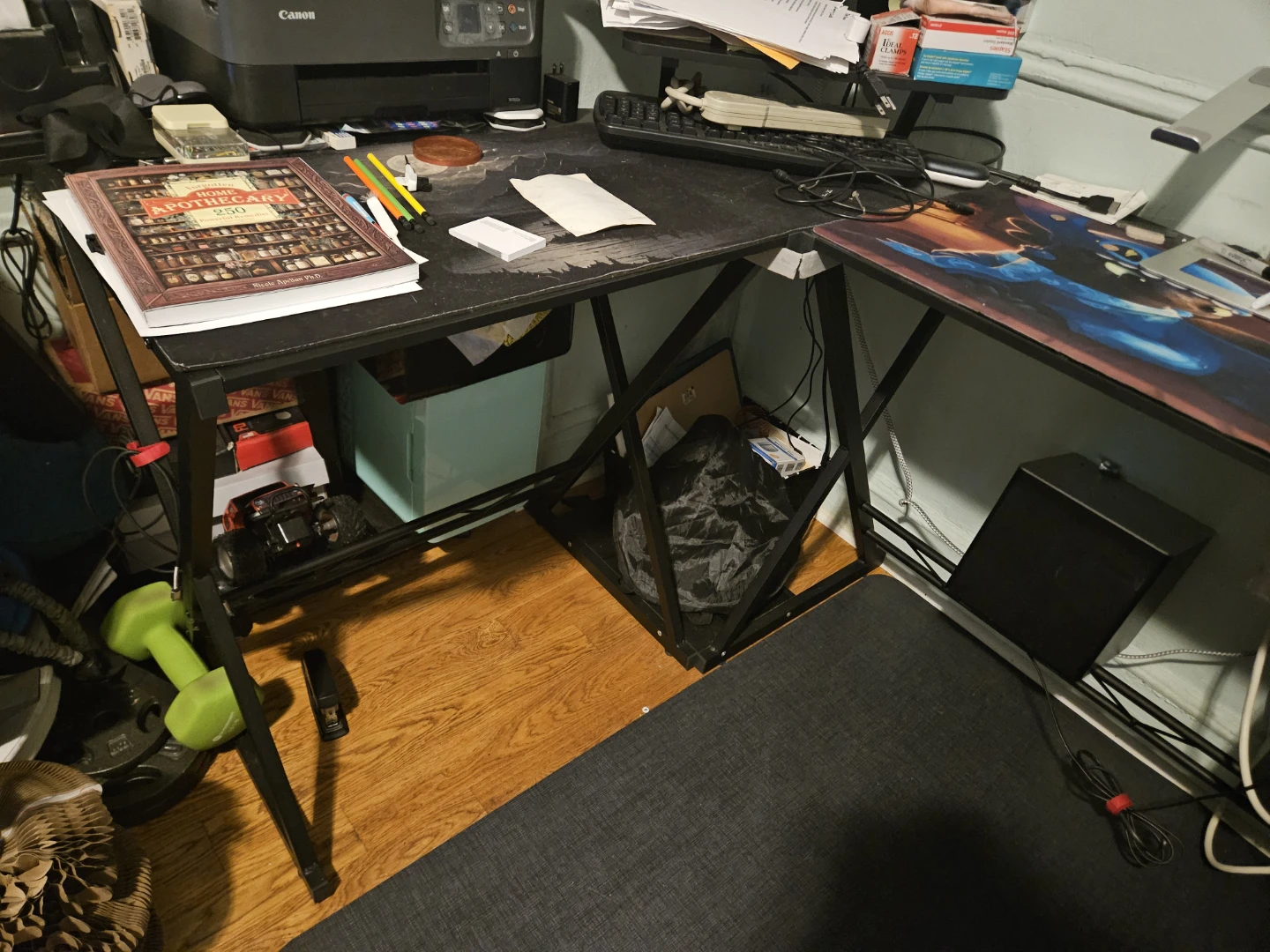 L-Shaped Black Computer Desk