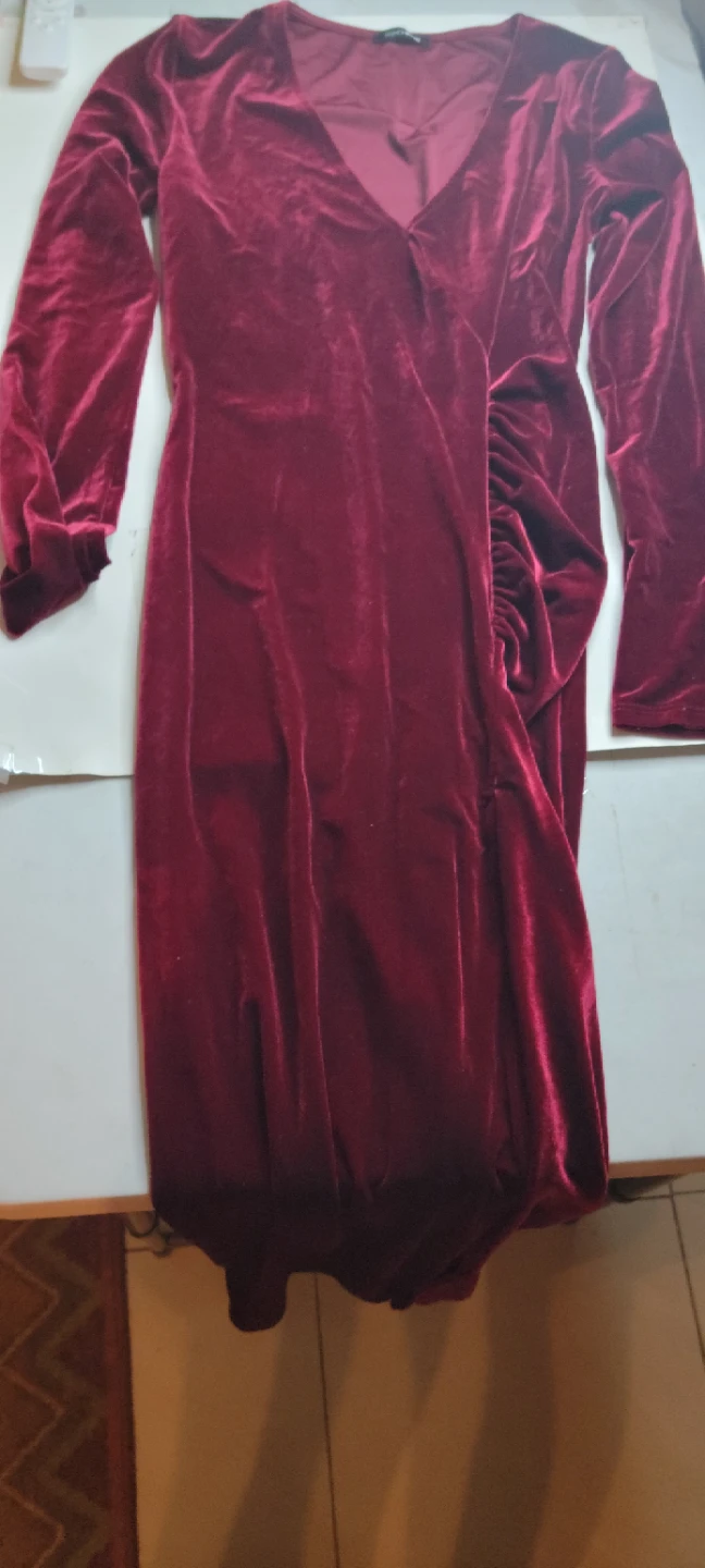 Fashion Nova Burgundy Velvet Wrap Dress - photo 2
