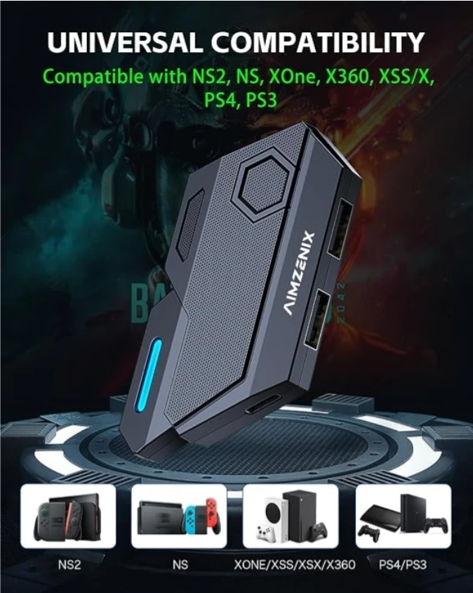 Aimzenix 7-in-1 Keyboard & Mouse Adapter for Consoles - New - photo 2