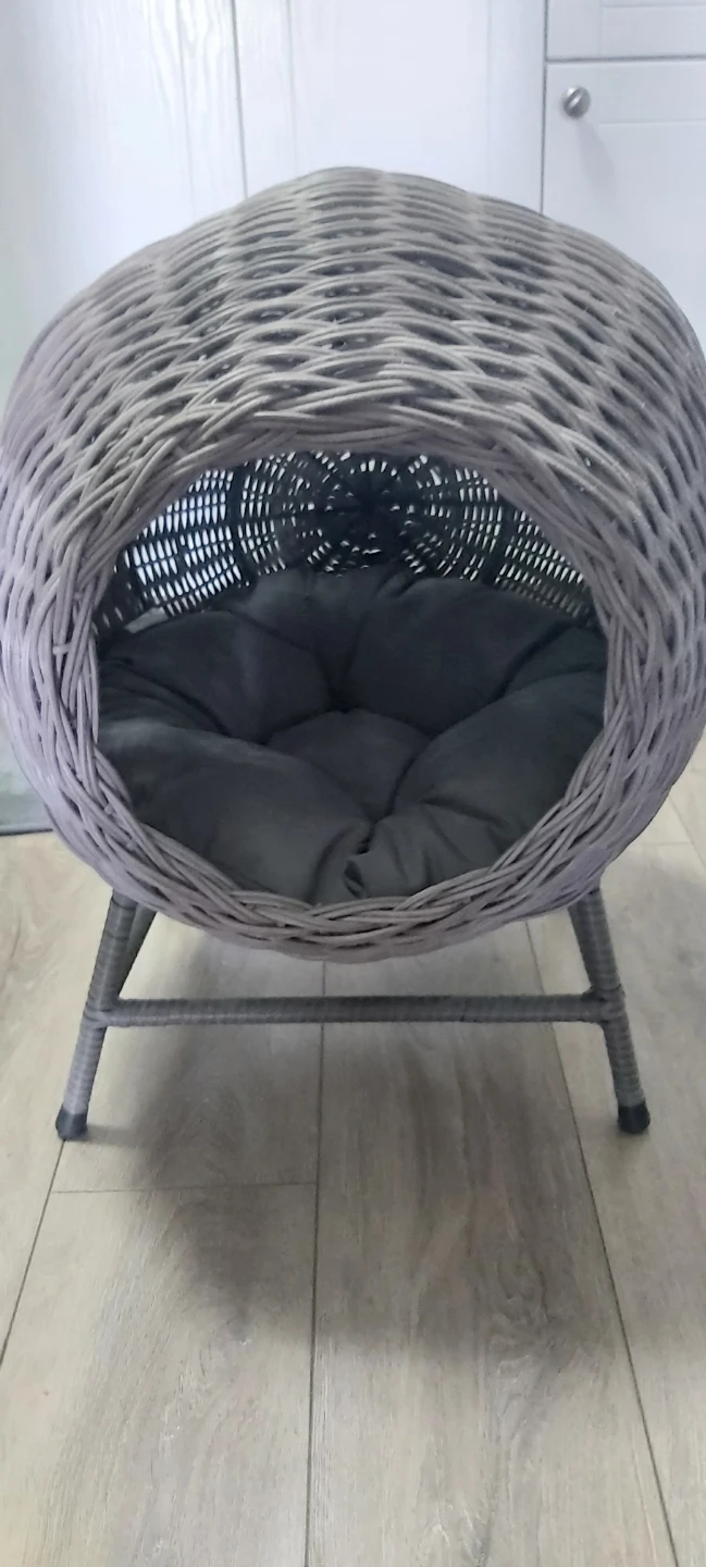 Wicker pet bed with cushion