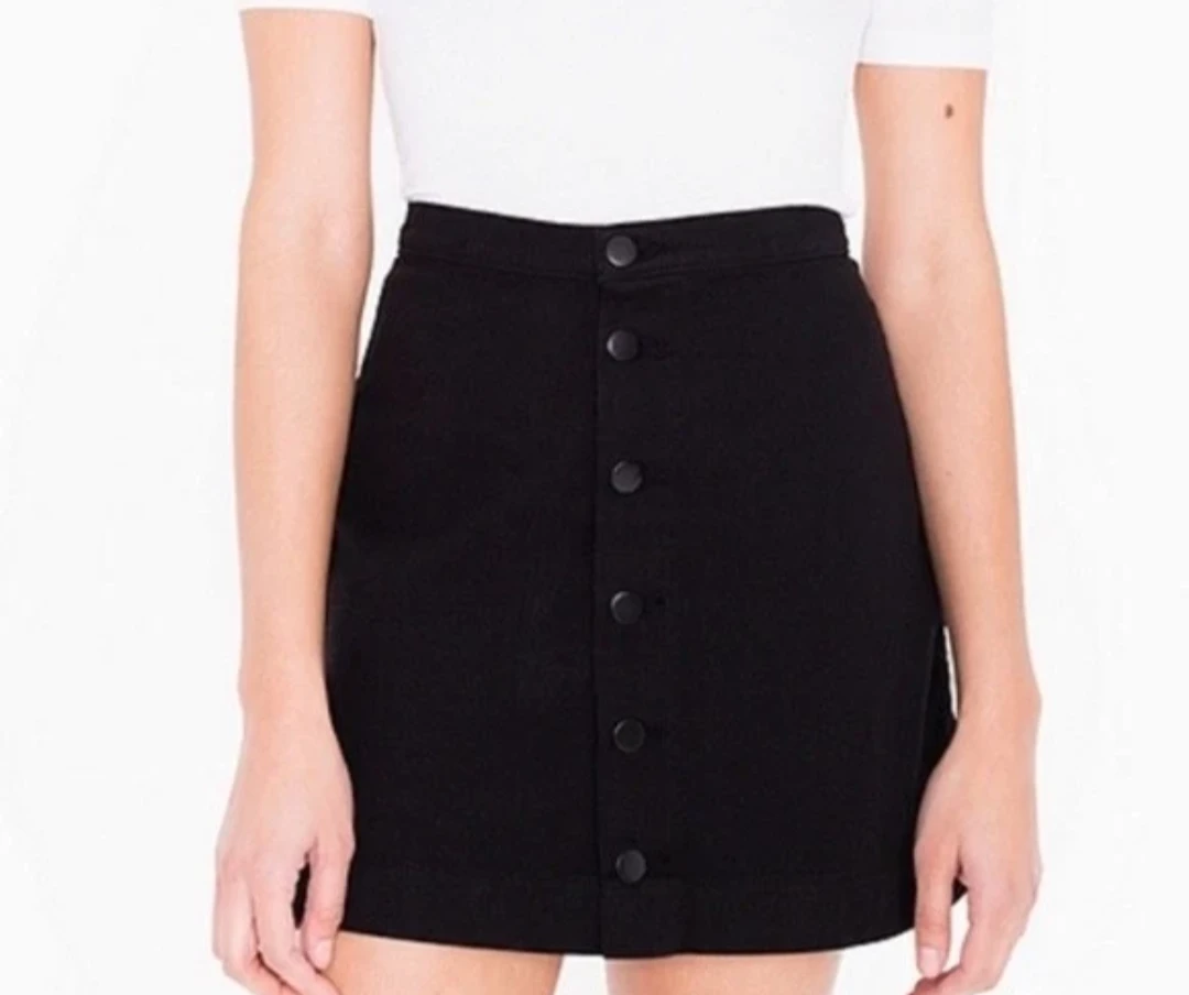 American Apparel black denim button-up skirt