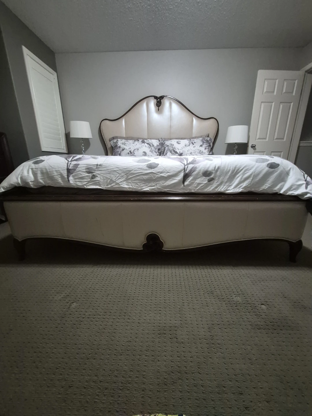 Upholstered King Bed Frame  with box spring and matress. - photo 2