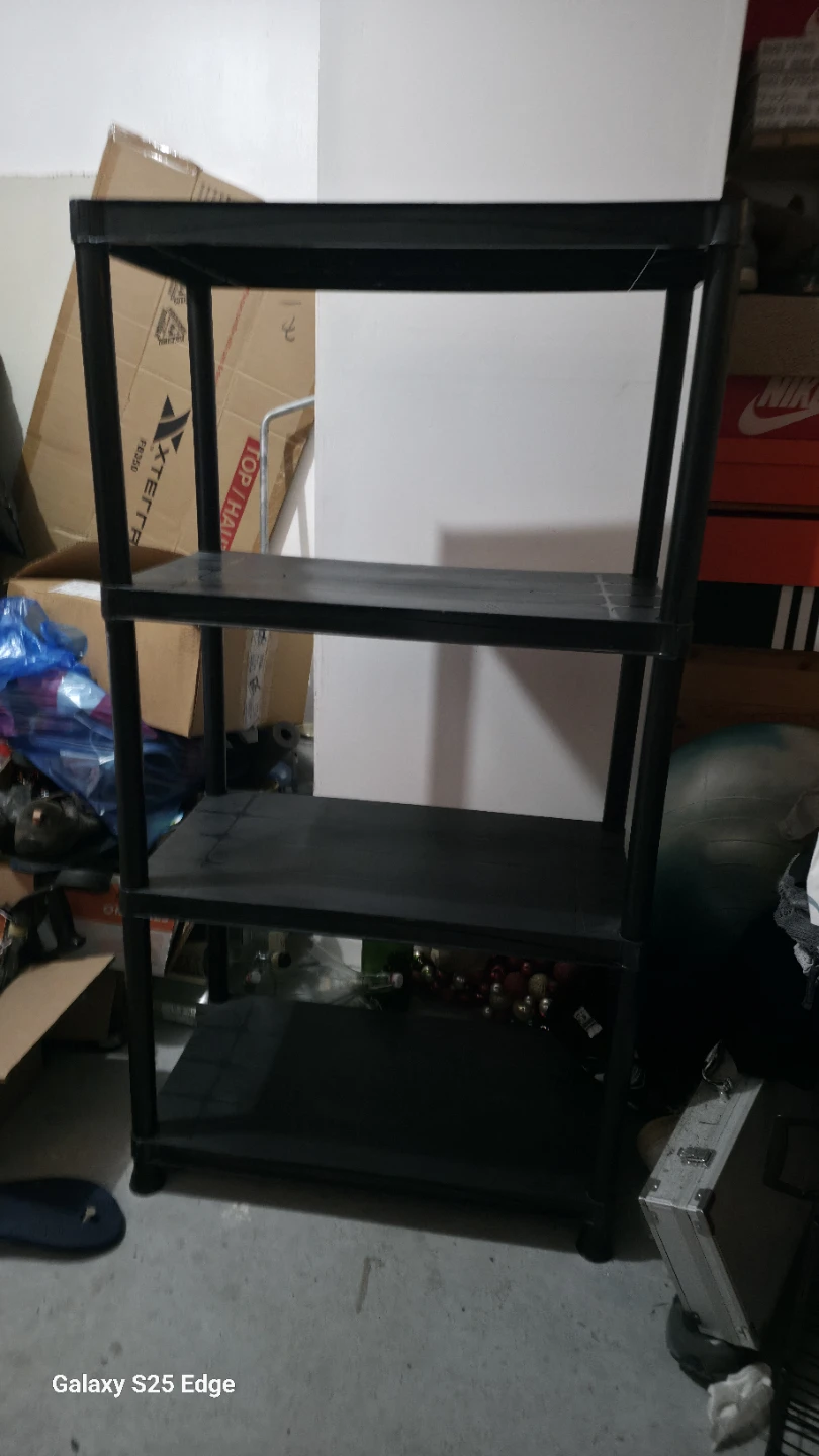 Black 4-Tier Plastic Storage Shelf