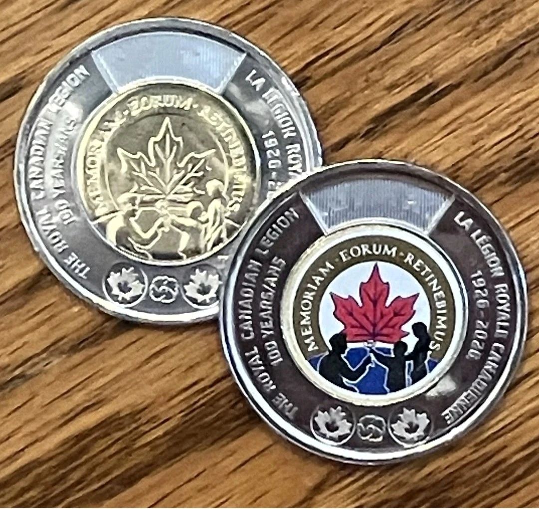Royal Canadian Legion 100 Years Commemorative 2 Coin - photo 2