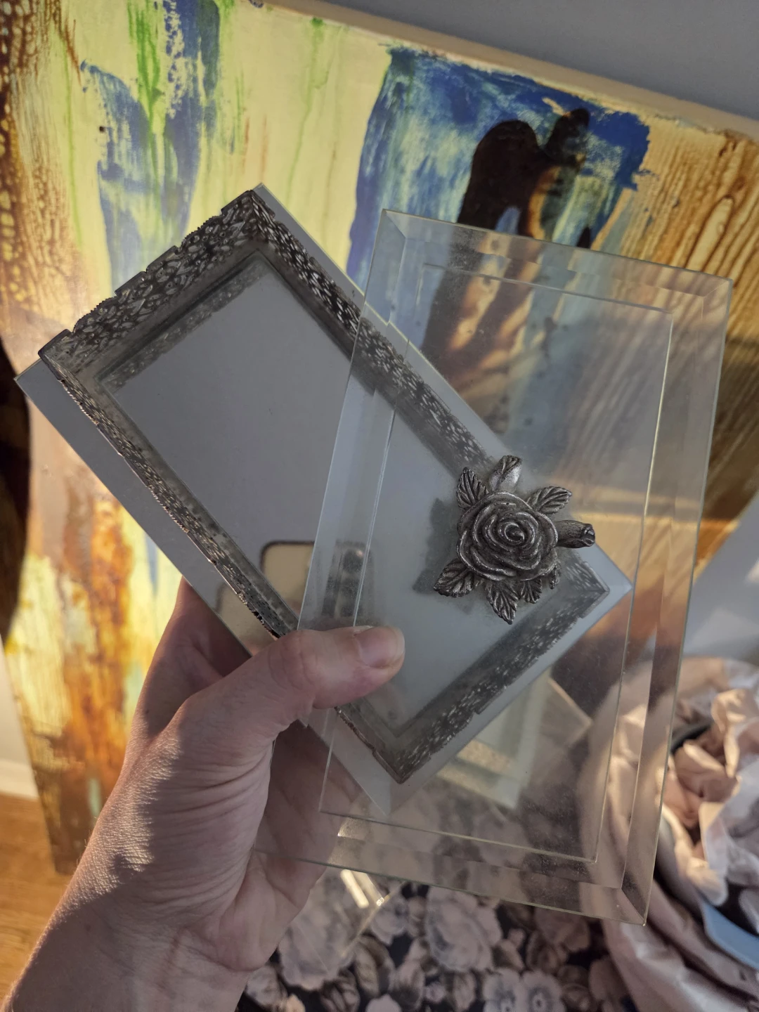 Rose top. two decorative mirrored trinket boxes - photo 5