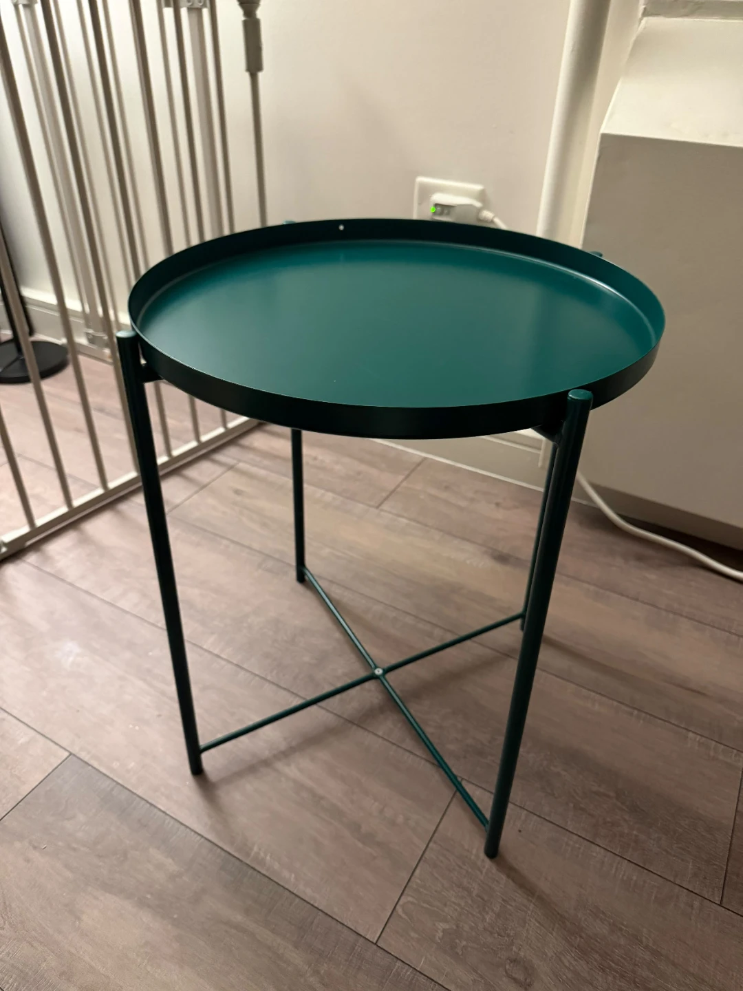 Dark Green Metal Tray Side Table