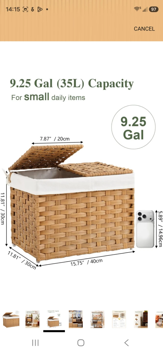 SETVSON Woven Storage Basket with Lid - photo 2