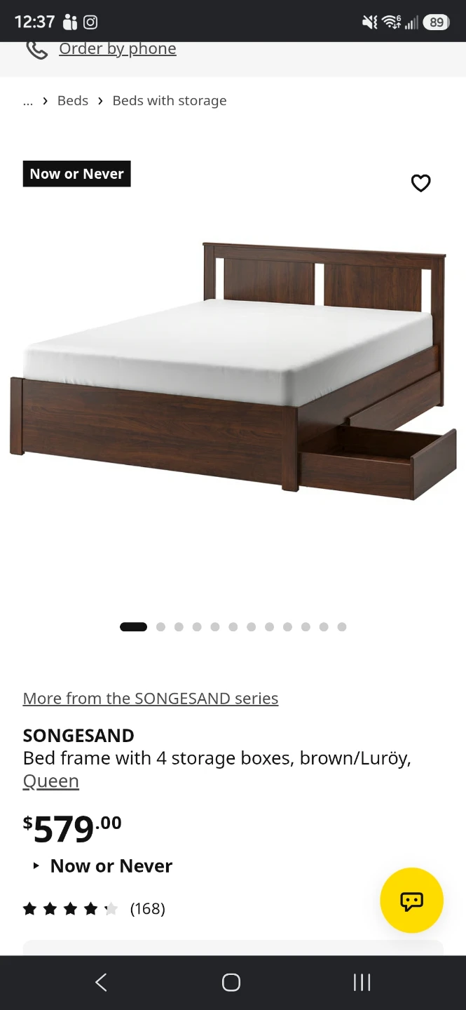 IKEA SONGESAND Queen Storage Bed + Mattress + 2 Side Table - photo 2