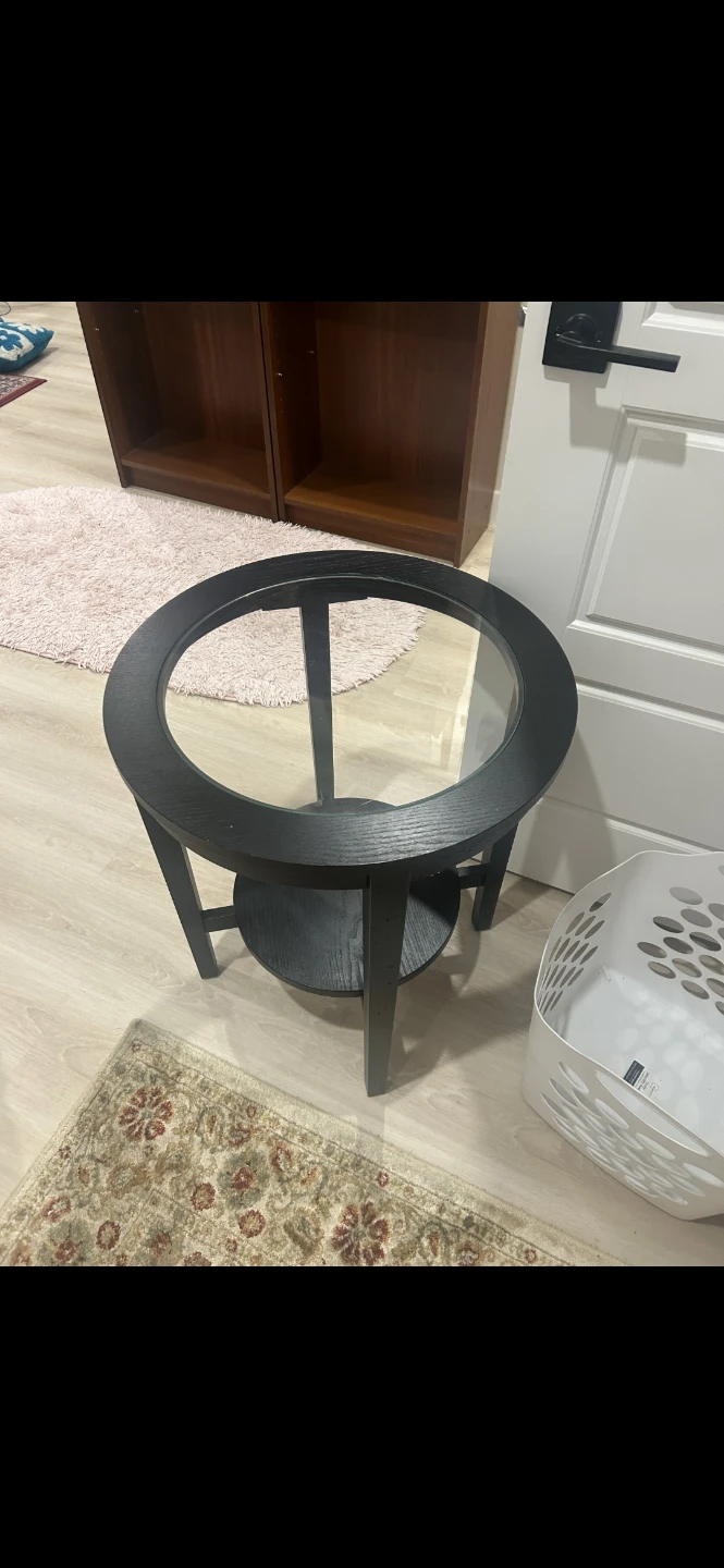 Round Black Side Table with Glass Top - photo 3