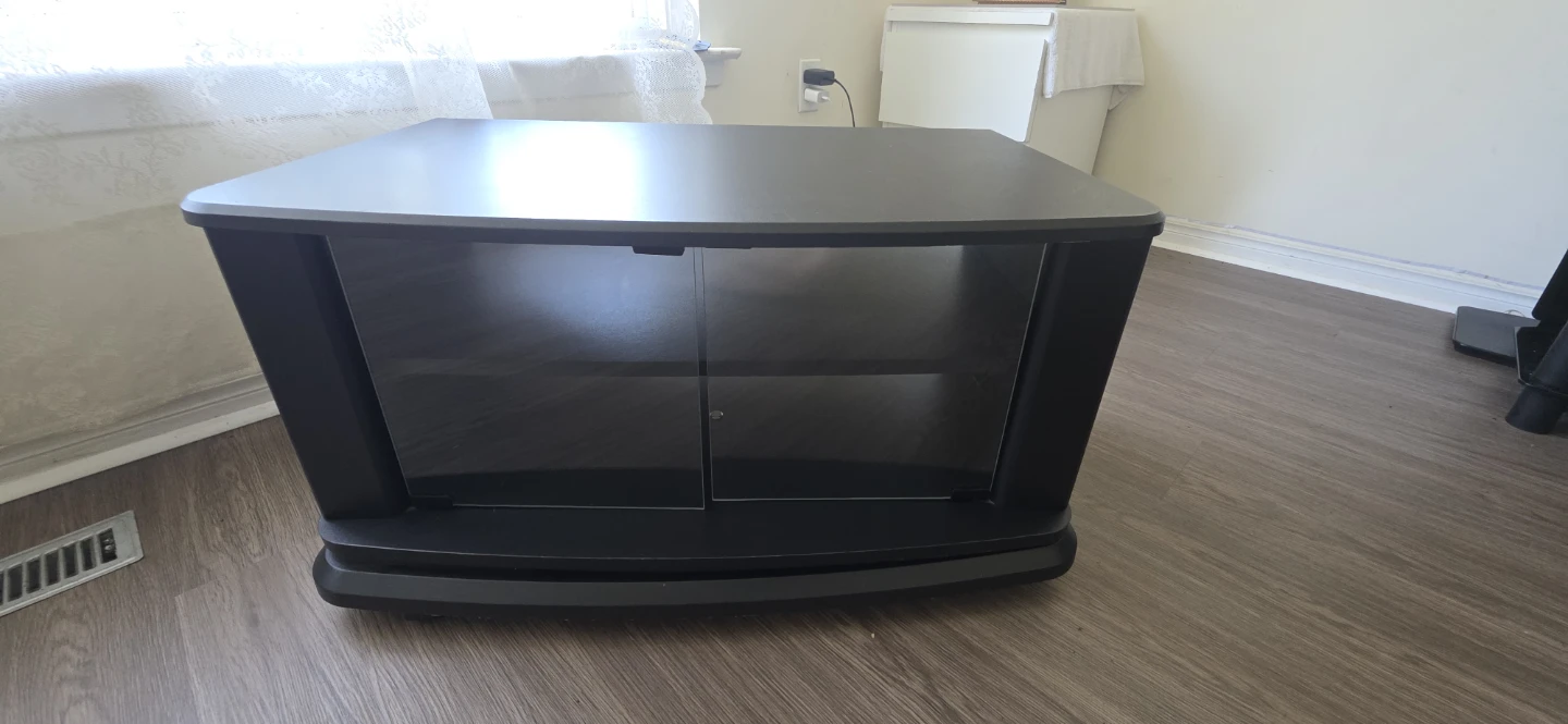 Black TV Stand with Glass Doors - photo 3
