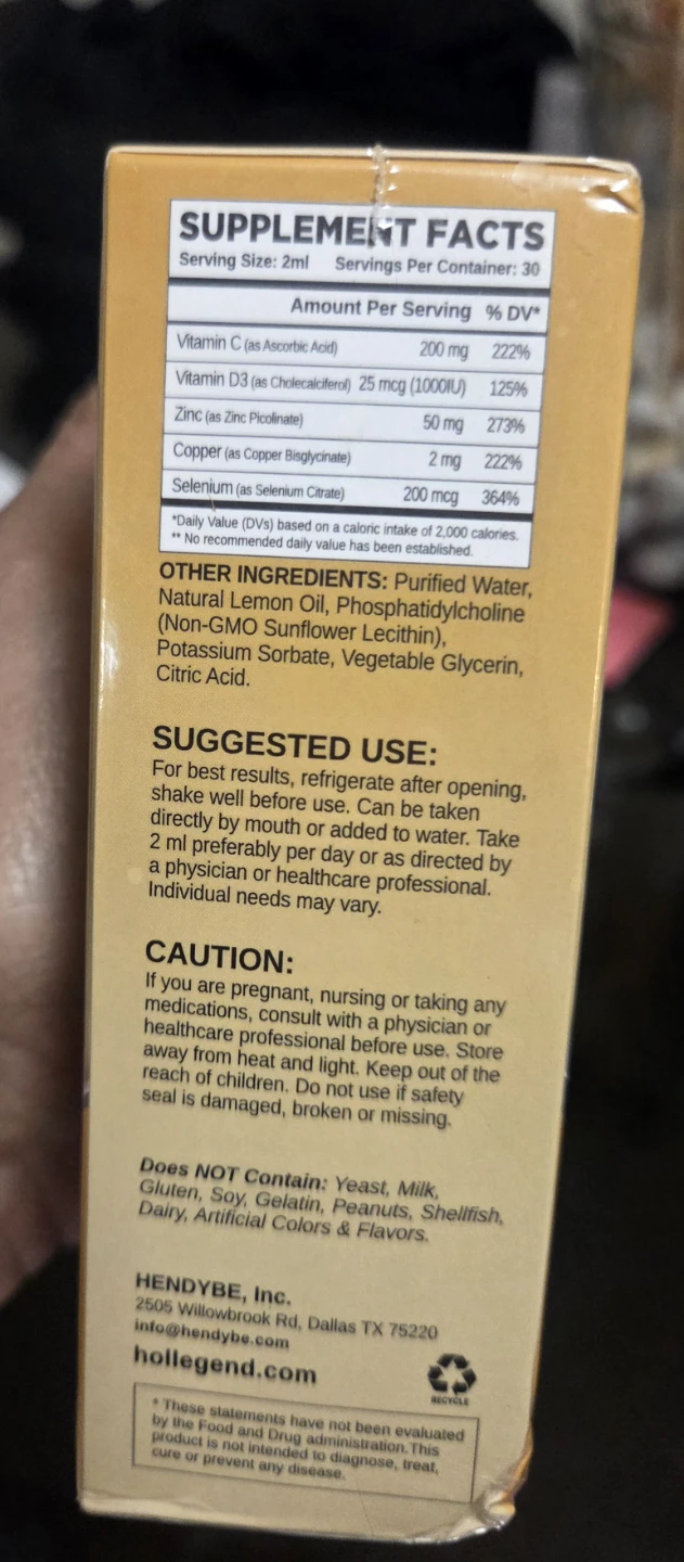 Hollegend Liposomal Zinc Copper Liquid Drops - photo 2