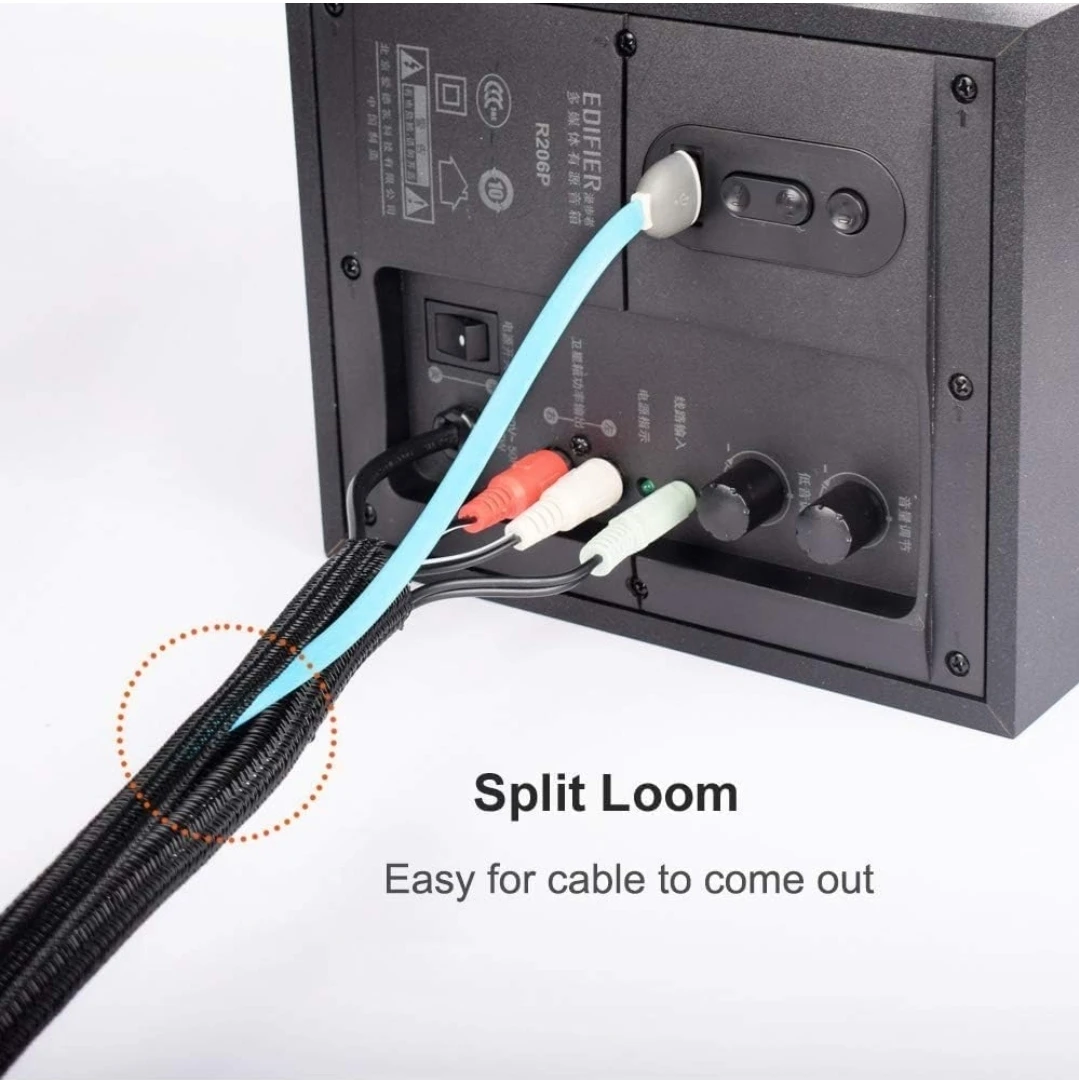 Black Braided Cable Management Sleeve - 1/2 inch - photo 3