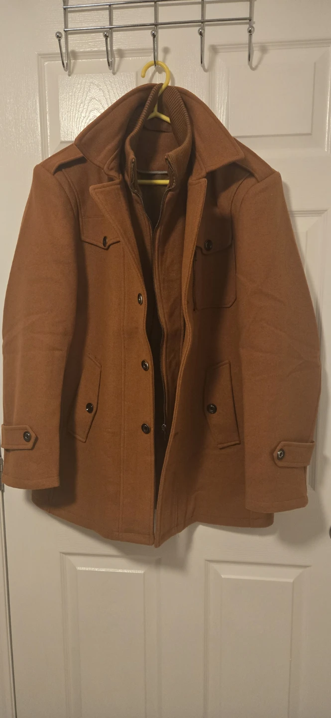 Mens Rust Brown Wool-Blend Coat - photo 3