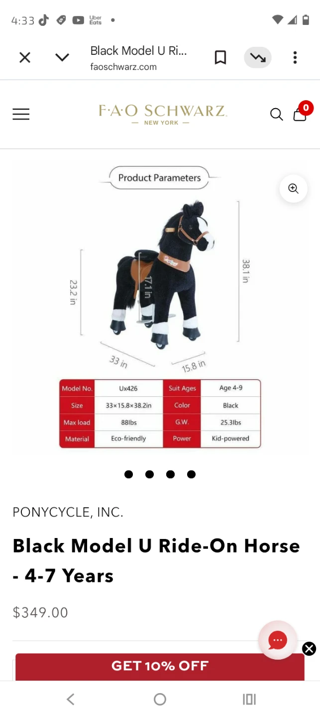 PonyCycle UX426 Ride-on Horse, Black( fao toy store)