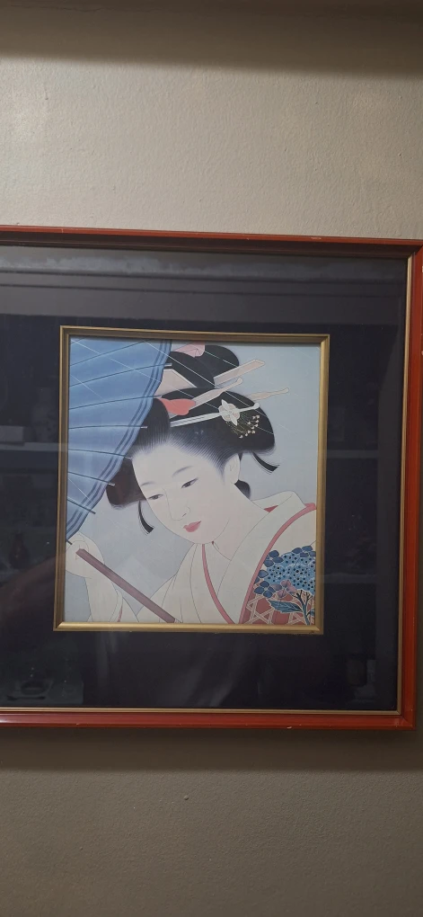 Framed Japanese Art Print of a Woman - photo 2