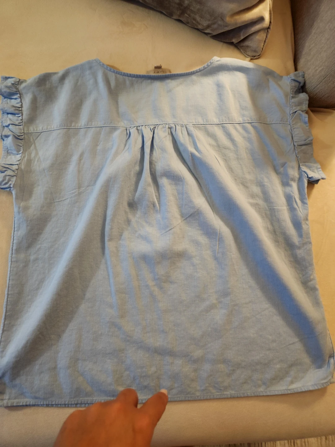 LOFT Outlet Light Blue Ruffle Sleeve Top - photo 2