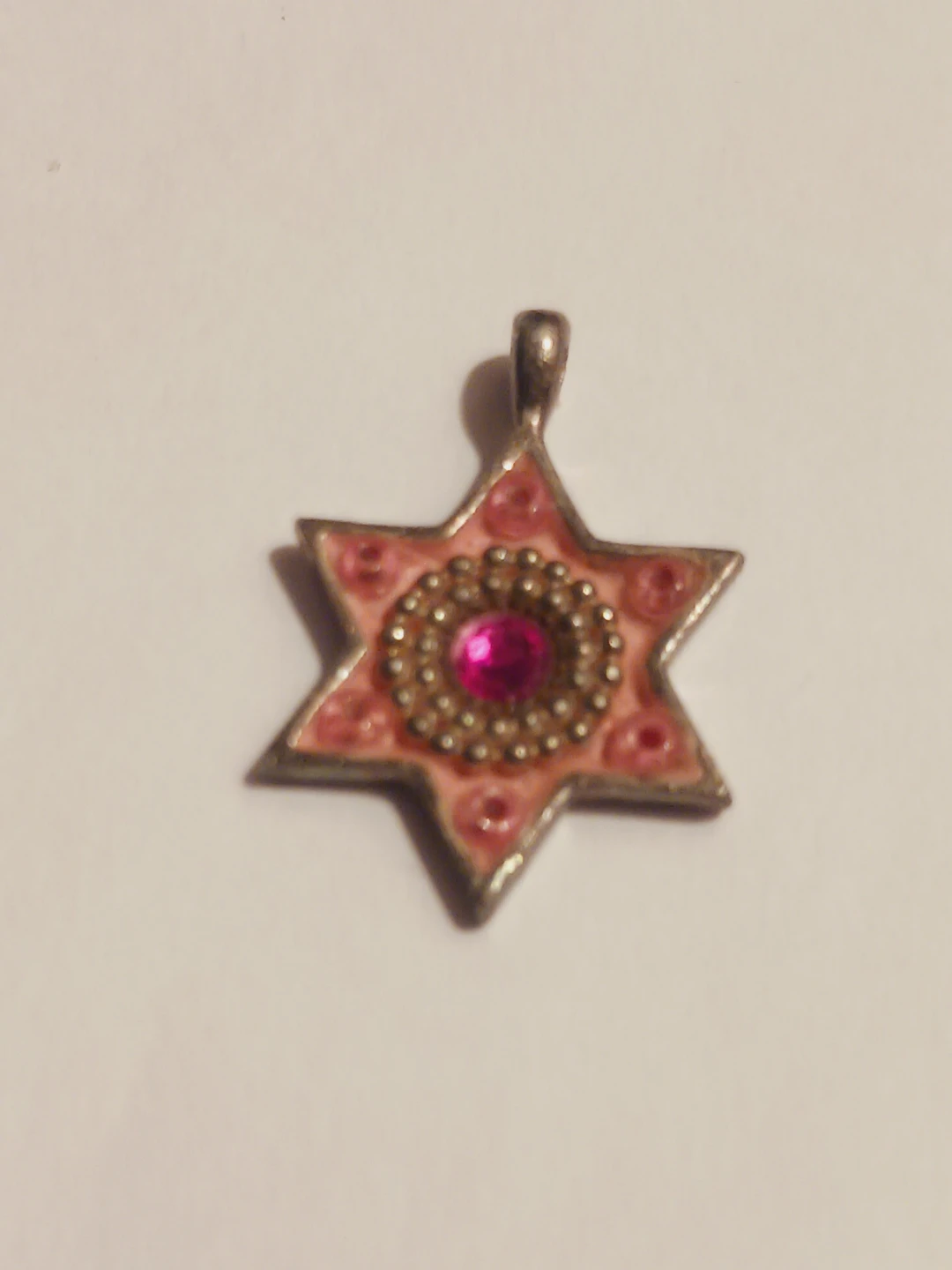 Sterling Silver 925 Star of David Pendant with Pink Stone - photo 4