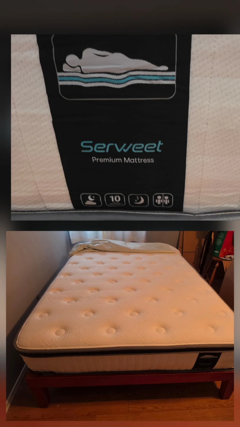 Brand New Serweet Double Mattress & Wood Platform Frame Set