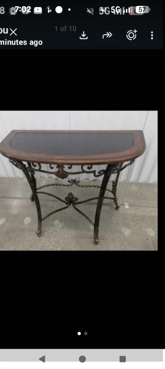 Half-Moon Console Table with Metal Base
