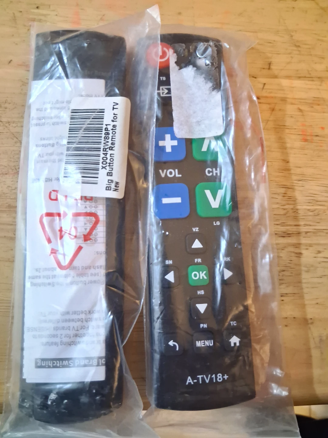 A-TV18+ Big Button TV Remote. SET OF 2.