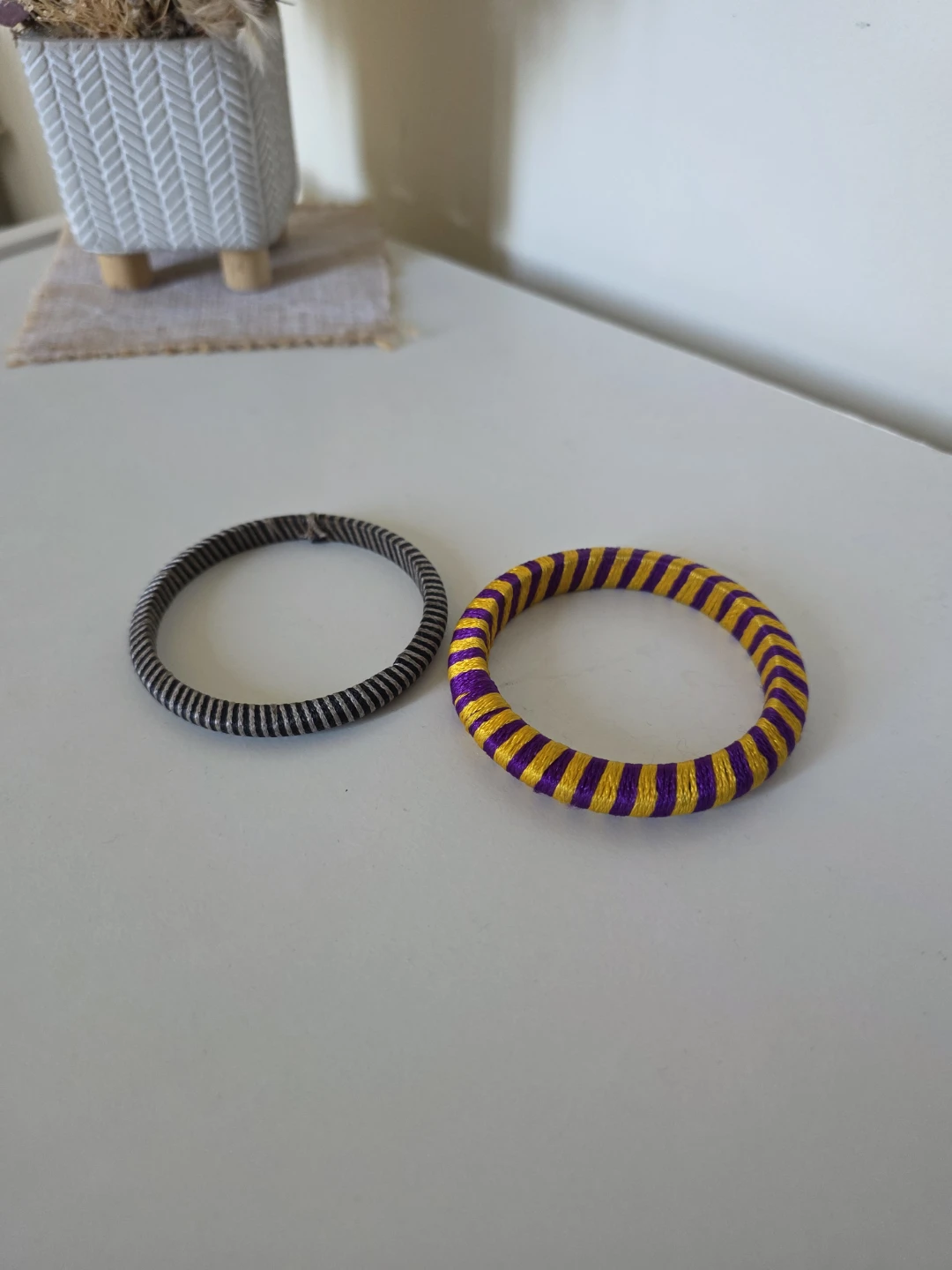 🏈 Set of Two Thread-Wrapped Bangles