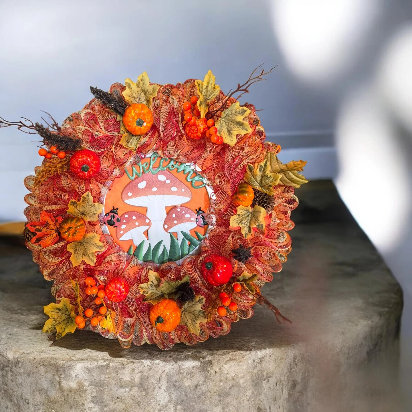 Autumn Mushroom Welcome Wreath