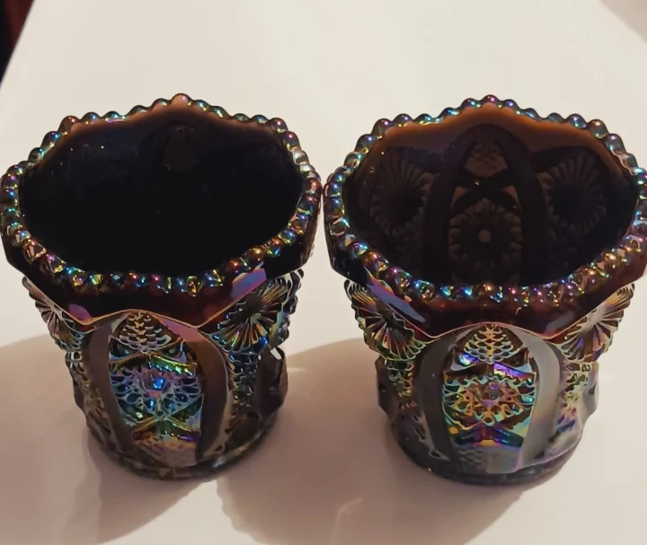 Set of 2 Imperial Amethyst Iridescent Carnival Shot glasses - photo 2