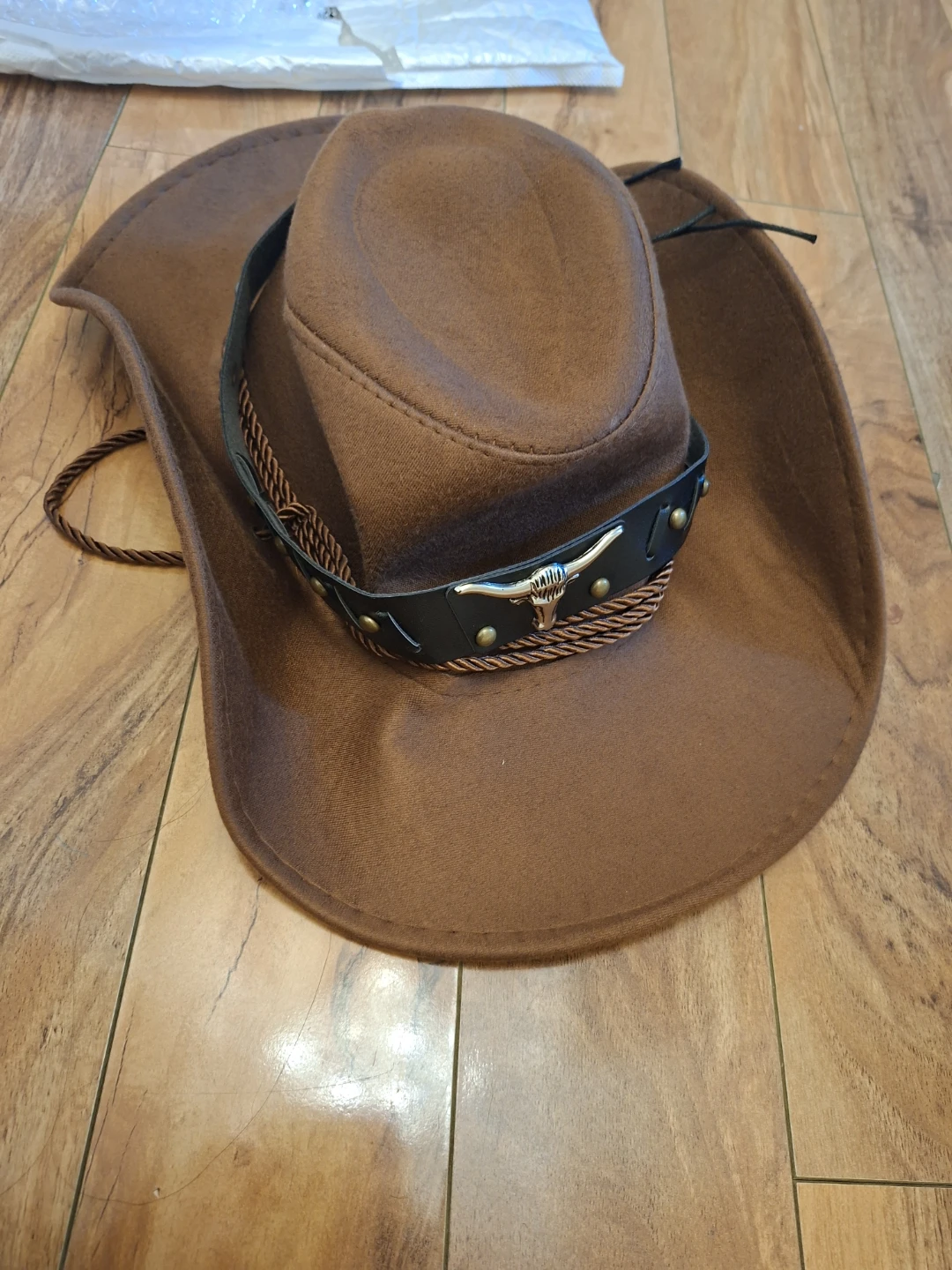 Brown Western Cowboy Hat with Bull Detail - photo 2