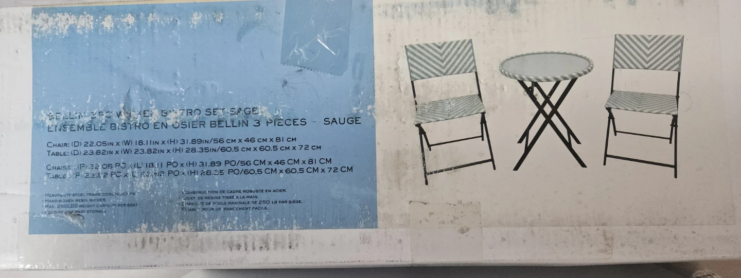 3 Piece Wicker Folding Bistro Set - photo 3