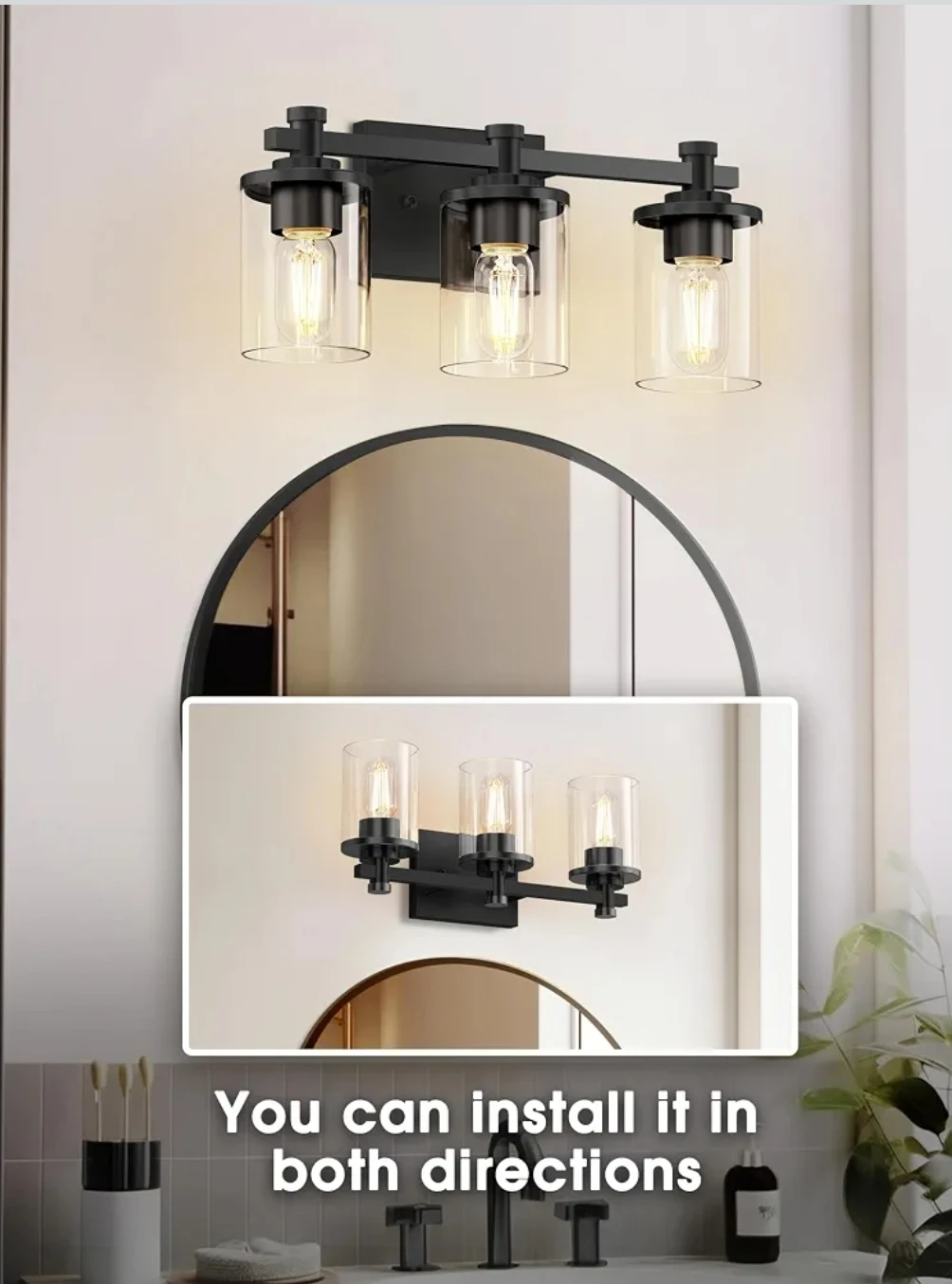 3-Light Modern Black Vanity Light - photo 5