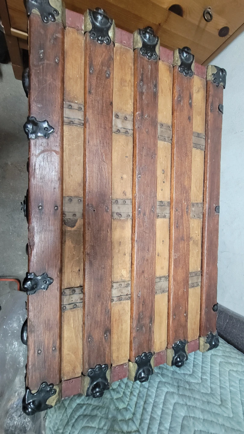 Vintage Antique Wooden Storage Trunk - photo 4