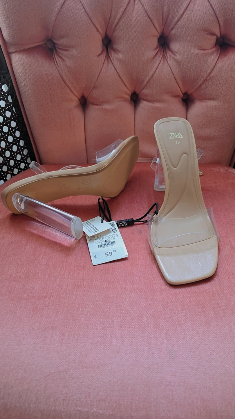 Sandales ZARA neuves nude à talons transparents - Pointure 39 - photo 2